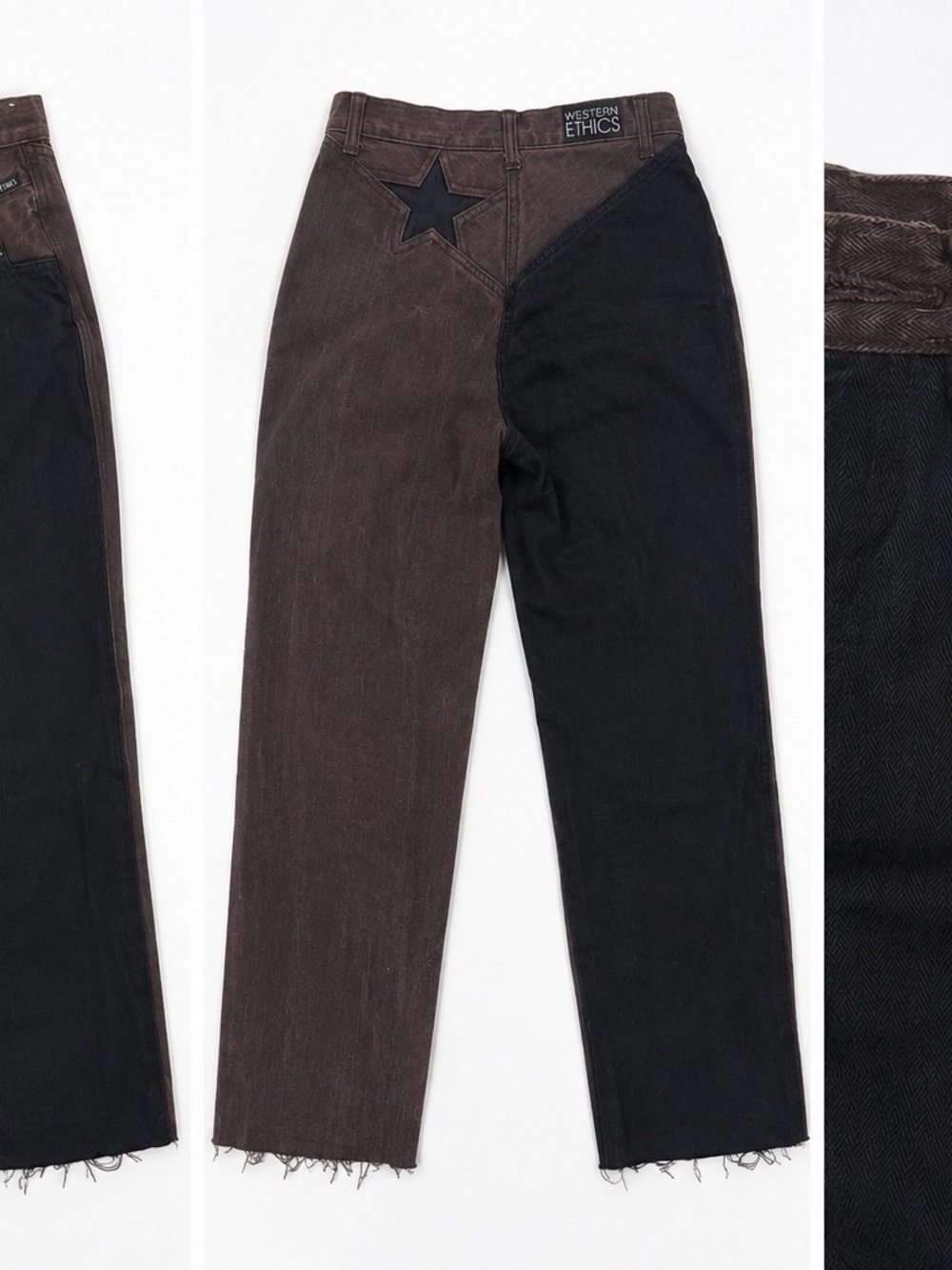 Western Ethics Two-Tone Star Patch Chinos — Brown & Black